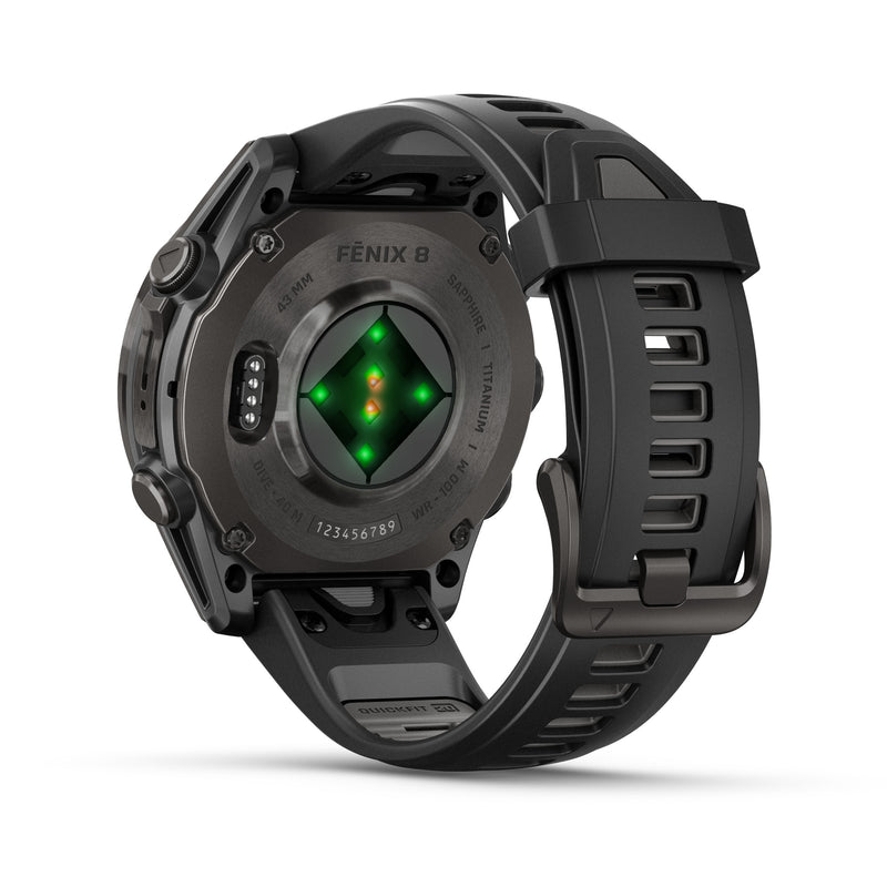 Load image into Gallery viewer, Fenix 8 AMOLED Sapphire - 43 mm - Carbon Gray DLC Titanium with Black | Pebble Gray Silicone
