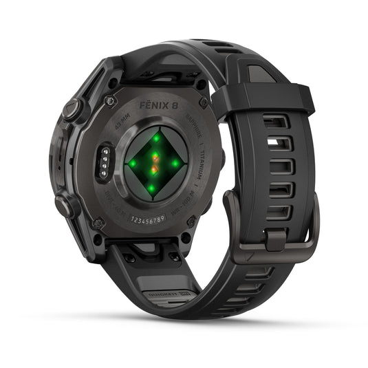 Fenix 8 AMOLED Sapphire - 43 mm - Carbon Gray DLC Titanium with Black | Pebble Gray Silicone