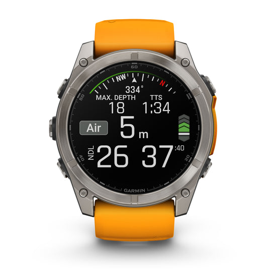 Fenix 8 AMOLED Sapphire - 51 mm - Titanium with Spark Orange | Graphite Silicone Band