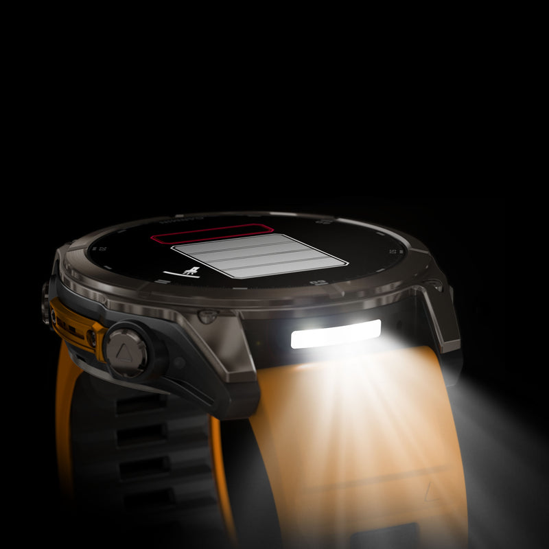 Load image into Gallery viewer, Fenix 8 AMOLED Sapphire - 51 mm - Titanium with Spark Orange | Graphite Silicone Band
