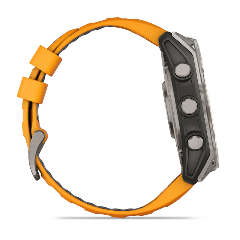 Load image into Gallery viewer, Fenix 8 AMOLED Sapphire - 51 mm - Titanium with Spark Orange | Graphite Silicone Band
