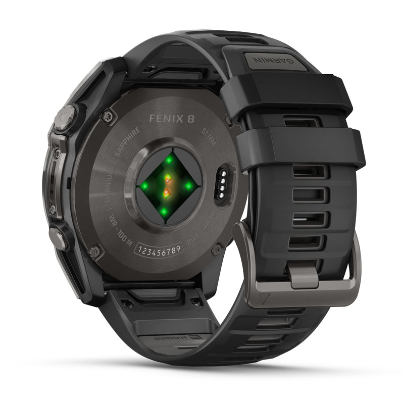 Load image into Gallery viewer, Fenix 8 AMOLED Sapphire - 51 mm - Carbon Gray DLC Titanium with Black | Pebble Gray Silicone Band
