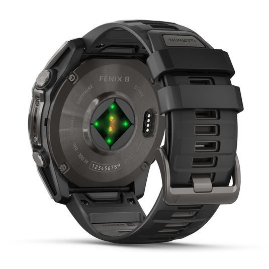 Fenix 8 AMOLED Sapphire - 51 mm - Carbon Gray DLC Titanium with Black | Pebble Gray Silicone Band