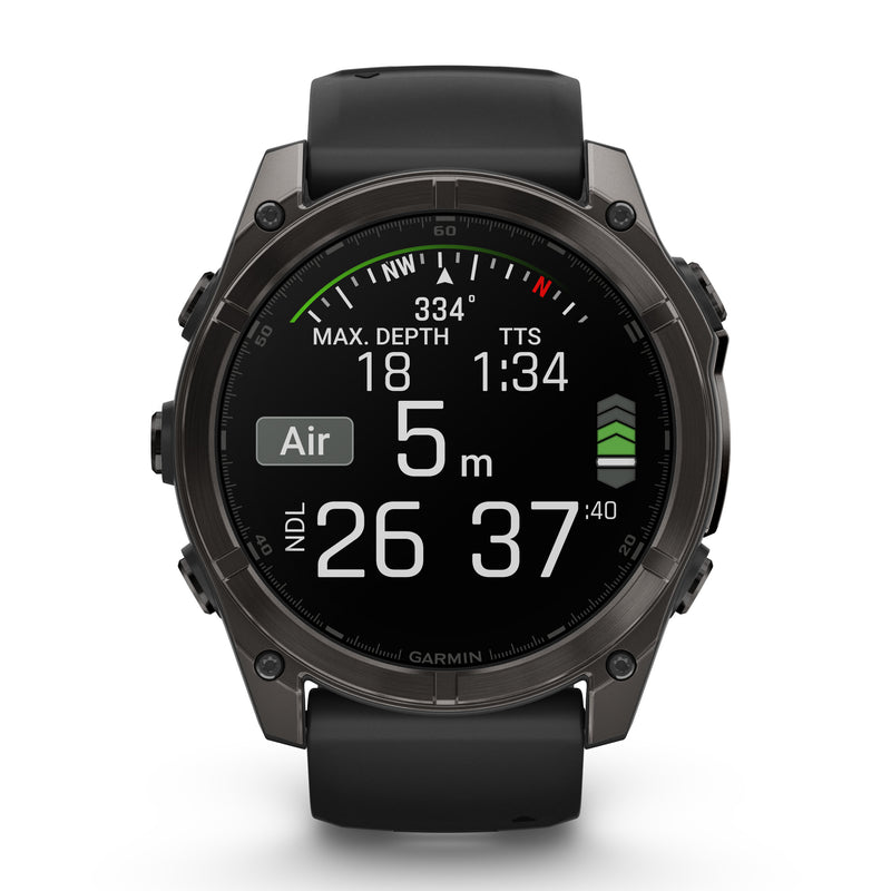 Load image into Gallery viewer, Fenix 8 AMOLED Sapphire - 51 mm - Carbon Gray DLC Titanium with Black | Pebble Gray Silicone Band
