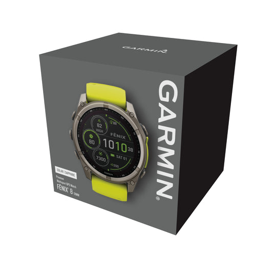 Fenix 8 Solar Sapphire - 51 mm - Titanium with Amp Yellow | Graphite Silicone Band