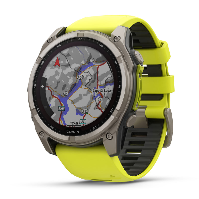 Load image into Gallery viewer, Fenix 8 Solar Sapphire - 51 mm - Titanium with Amp Yellow | Graphite Silicone Band
