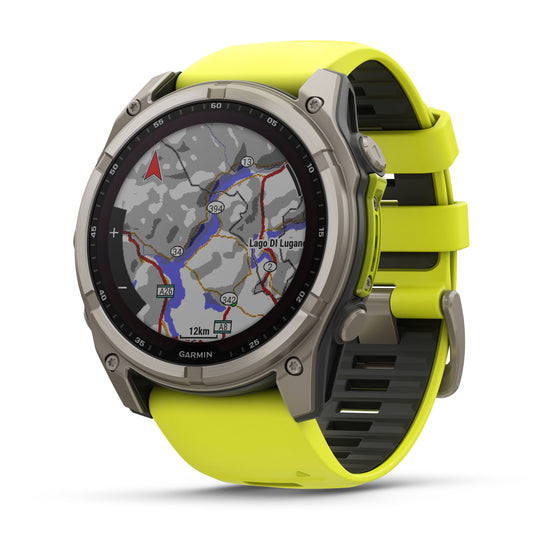 Fenix 8 Solar Sapphire - 51 mm - Titanium with Amp Yellow | Graphite Silicone Band