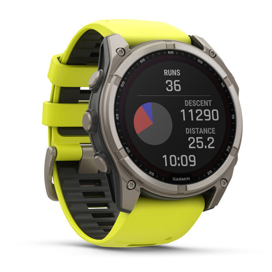 Fenix 8 Solar Sapphire - 51 mm - Titanium with Amp Yellow | Graphite Silicone Band