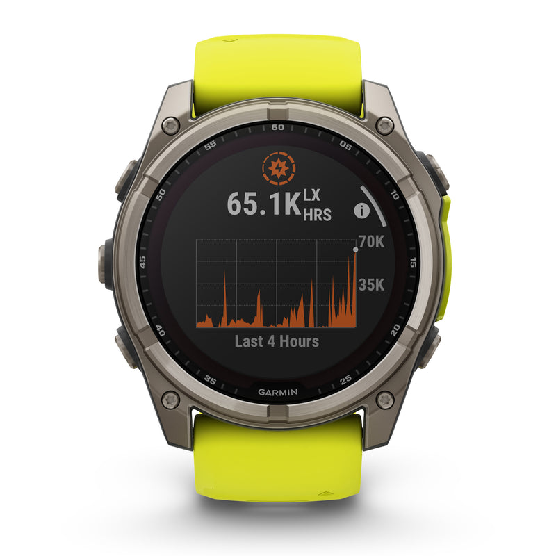 Load image into Gallery viewer, Fenix 8 Solar Sapphire - 51 mm - Titanium with Amp Yellow | Graphite Silicone Band
