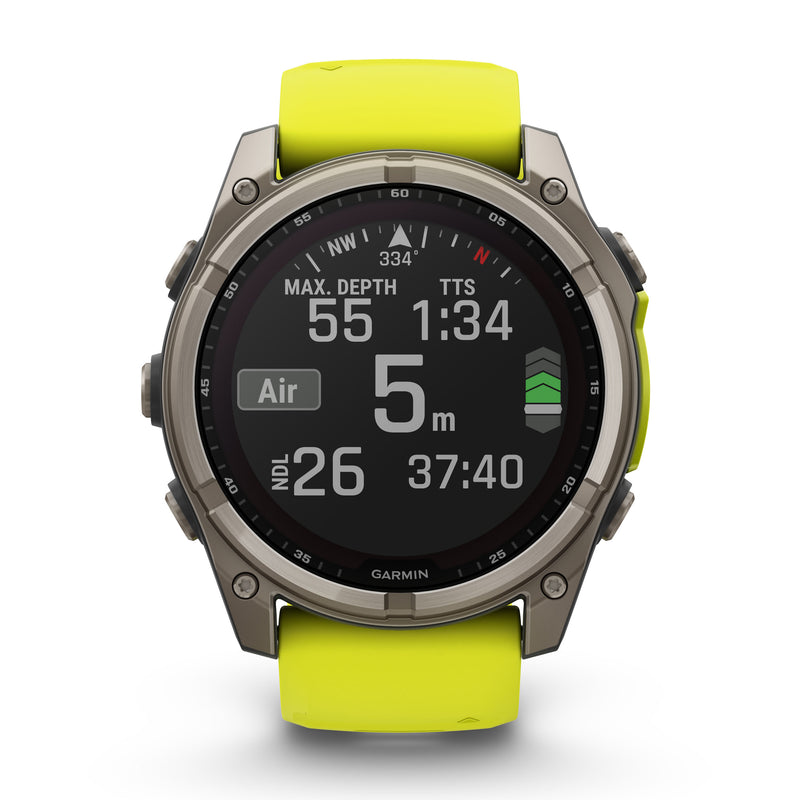 Load image into Gallery viewer, Fenix 8 Solar Sapphire - 51 mm - Titanium with Amp Yellow | Graphite Silicone Band
