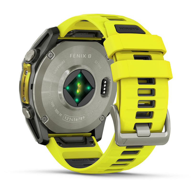 Load image into Gallery viewer, Fenix 8 Solar Sapphire - 51 mm - Titanium with Amp Yellow | Graphite Silicone Band
