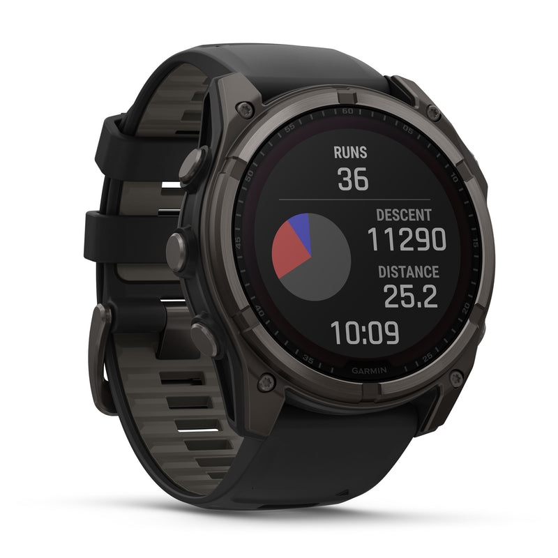 Load image into Gallery viewer, Fenix 8 Solar Sapphire - 51 mm - Carbon Gray DLC Titanium with Black | Pebble Gray Silicone Band
