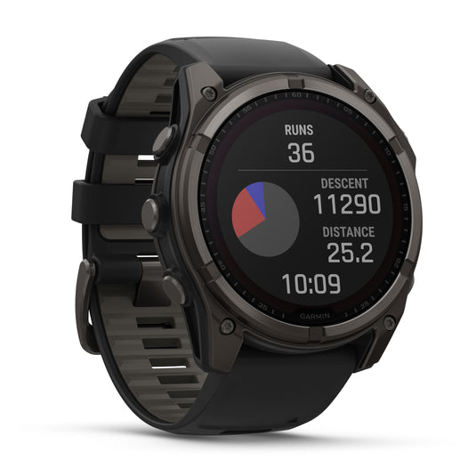 Fenix 8 Solar Sapphire - 51 mm - Carbon Gray DLC Titanium with Black | Pebble Gray Silicone Band