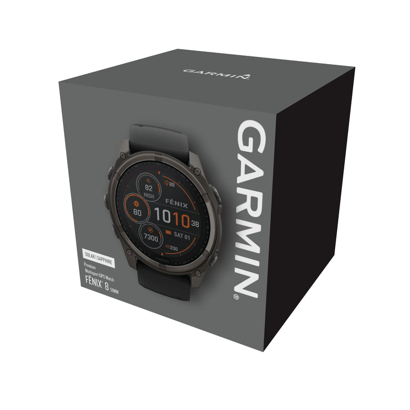 Load image into Gallery viewer, Fenix 8 Solar Sapphire - 51 mm - Carbon Gray DLC Titanium with Black | Pebble Gray Silicone Band
