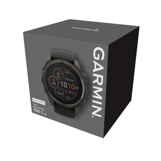 Fenix 8 Solar Sapphire - 51 mm - Carbon Gray DLC Titanium with Black | Pebble Gray Silicone Band