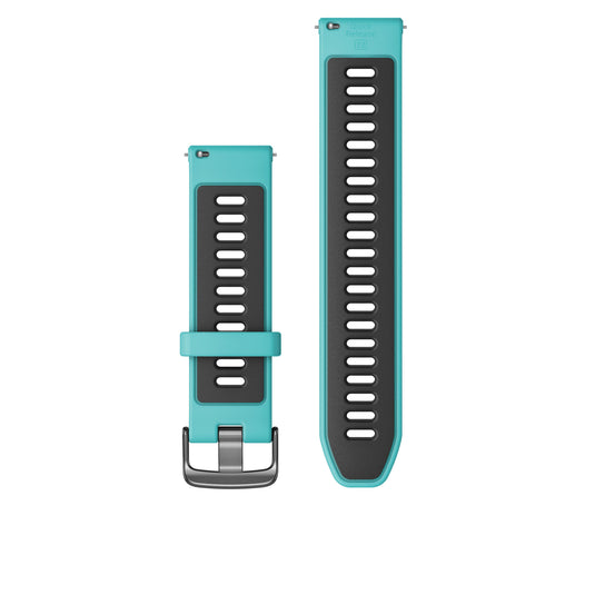 Curea silicon - Quick Release 22 - Aqua/Neagra cu carcasa argintie