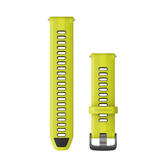 Curea silicon 22mm - pentru Forerunner - Amp Yellow/Neagra cu carcasa argintie