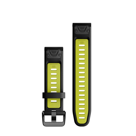 Curea silicon - QuickFit 20 watch band - Black | Electric Lime