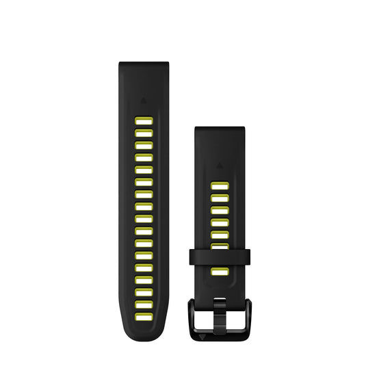 Curea silicon - QuickFit 20 watch band - Black | Electric Lime