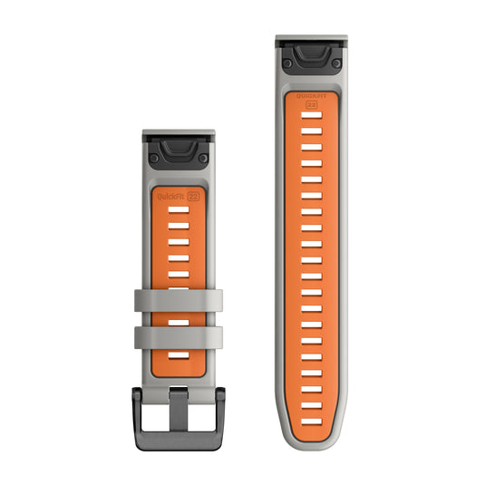 Curea silicon - QuickFit 22 watch band - Fog Gray | Ember Orange