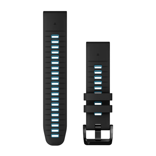 Curea silicon - QuickFit 22 watch band - Silicon Black | Cirrus Blue