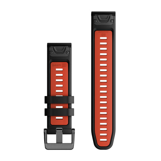Curea silicon - QuickFit 22 watch band - Black | Flame Red