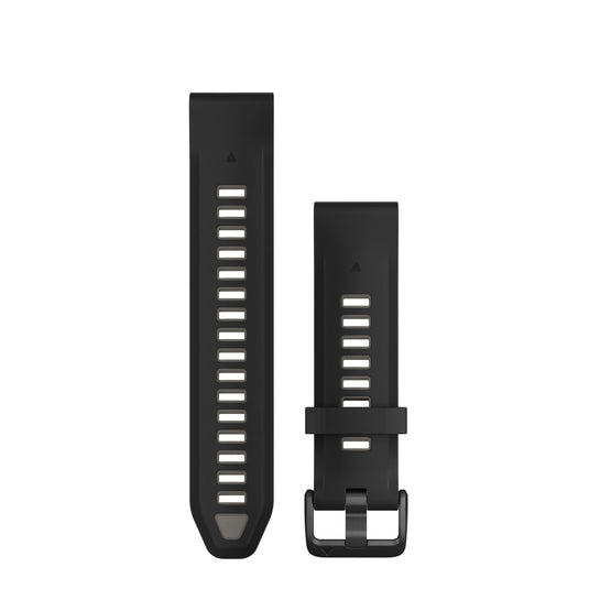 Curea silicon - QuickFit 20 watch band - Black | Pebble Gray Silicone