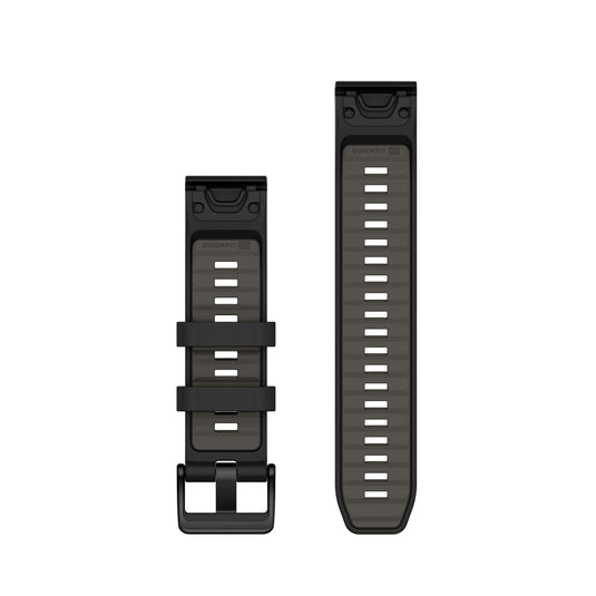 Curea silicon - QuickFit 22 watch band - Black | Pebble Gray Silicone