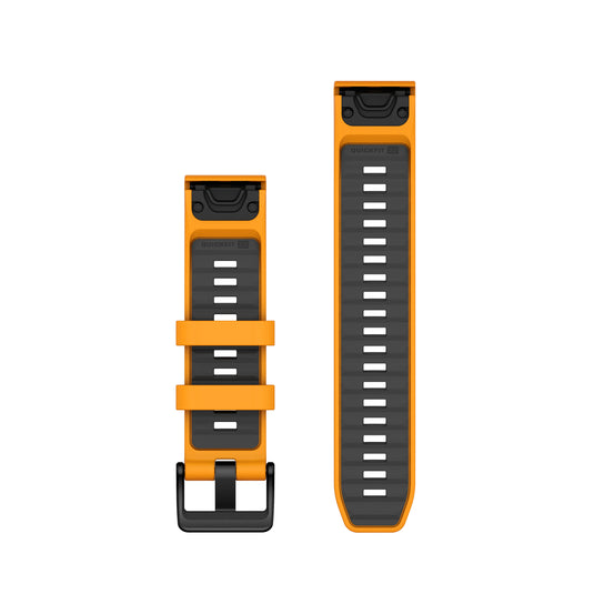 Curea silicon - QuickFit 22 watch band - Spark orange | Graphite Silicone