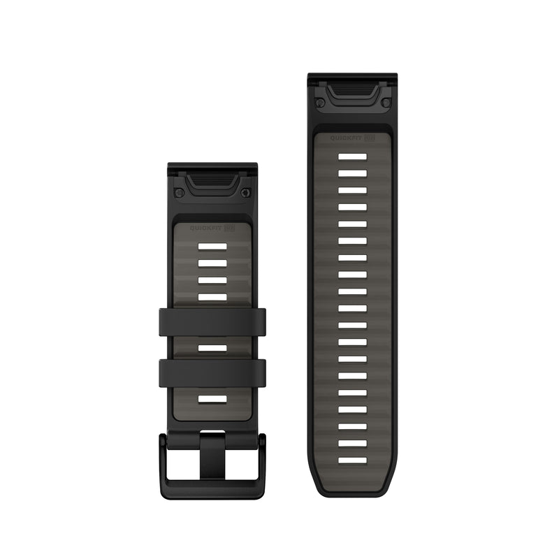 Load image into Gallery viewer, Curea silicon - QuickFit 26 watch band - Black | Pebble gray Silicone
