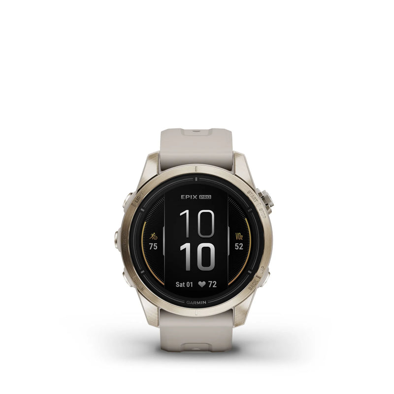 Load image into Gallery viewer, Ceas Garmin - epix Pro 42mm Gen 2s Sapphire smartwatch premium AMOLED - ramă Soft Gold si curea din silicon crem
