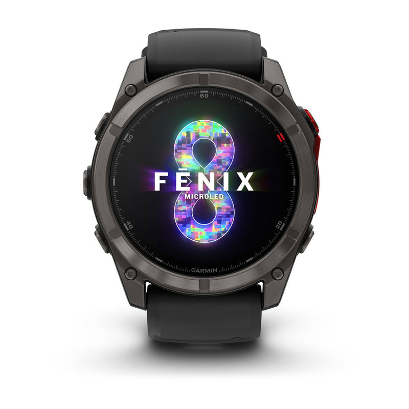 Încărcați imaginea în vizualizatorul Galerie, Ceas Garmin - fenix 8 Pro 51mm MICROLED - smartwatch premium Sapphire - ramă gri din titanium DLC si curea din silicon neagră-gri
