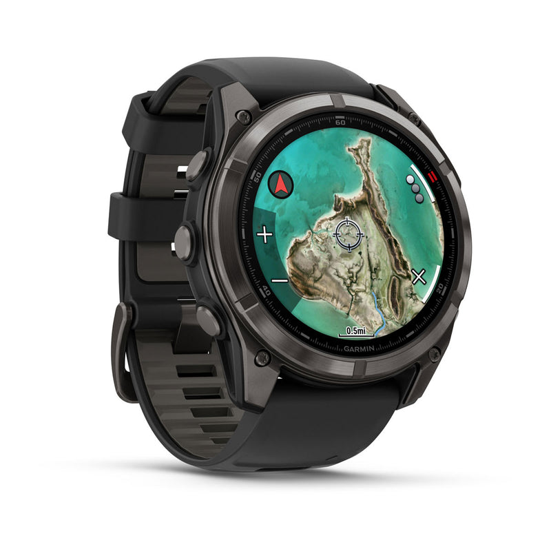 Încărcați imaginea în vizualizatorul Galerie, Ceas Garmin - fenix 8 Pro 51mm MICROLED - smartwatch premium Sapphire - ramă gri din titanium DLC si curea din silicon neagră-gri
