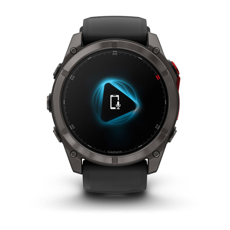 Încărcați imaginea în vizualizatorul Galerie, Ceas Garmin - fenix 8 Pro 51mm MICROLED - smartwatch premium Sapphire - ramă gri din titanium DLC si curea din silicon neagră-gri
