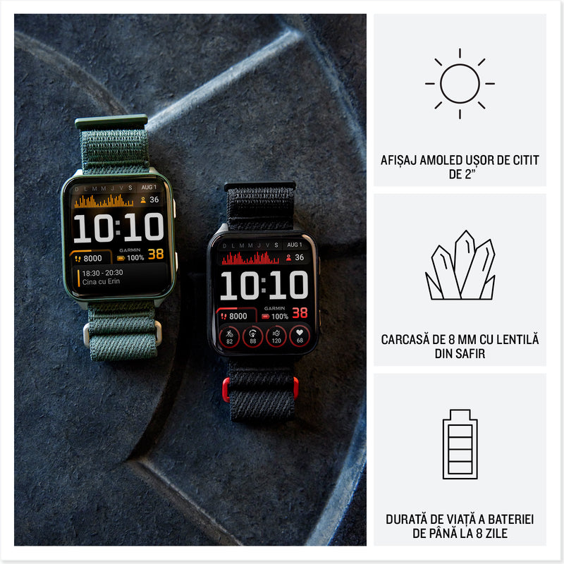 Load image into Gallery viewer, GARMIN - VENU X1 - SMARTWATCH CU GPS ȘI AMOLED - MOSS CU SPATE DIN TITAN ARGINTIU ȘI CUREA DIN NAILON COMFORTFIT MOSS

