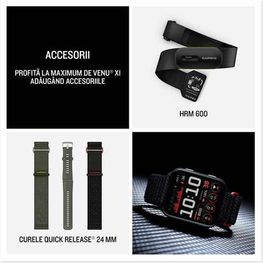 GARMIN - VENU X1 - SMARTWATCH CU GPS ȘI AMOLED - MOSS CU SPATE DIN TITAN ARGINTIU ȘI CUREA DIN NAILON COMFORTFIT MOSS