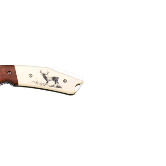 Briceag Joker maner plastic si lemn rosu, lama 7.5 cm, JKR0335