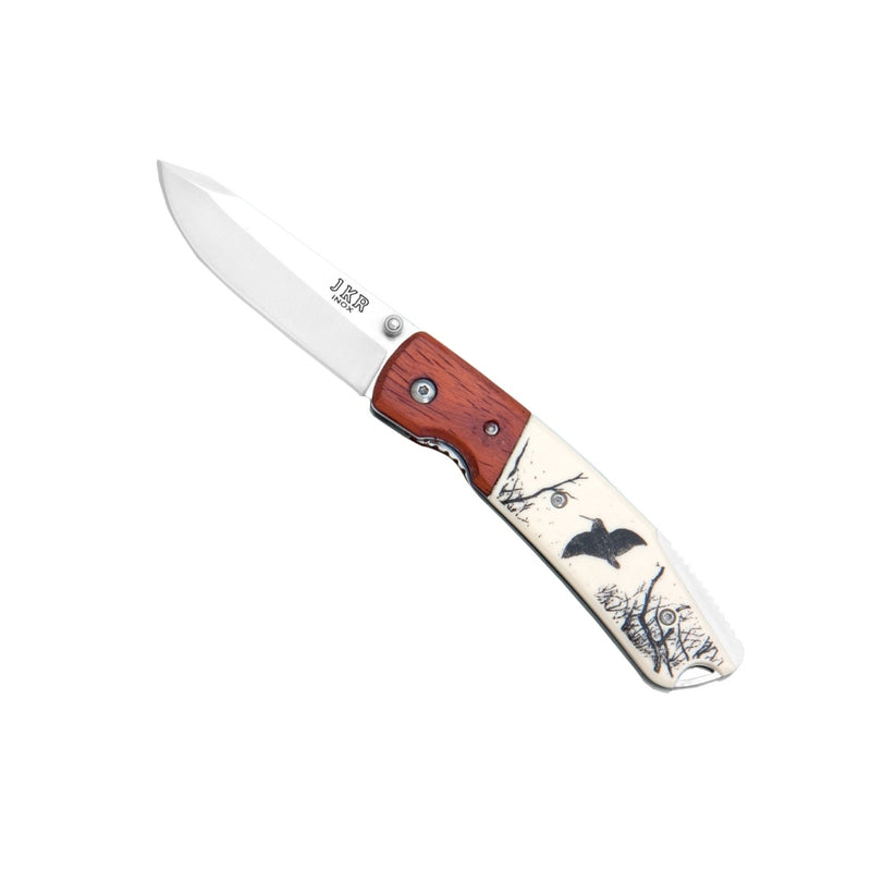 Load image into Gallery viewer, Briceag JOKER maner plastic si lemn rosu, lama 7.5 cm, JKR0367
