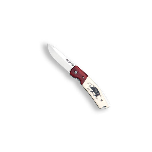 Briceag JOKER maner plastic si lemn rosu, lama 7.5 cm, JKR0368