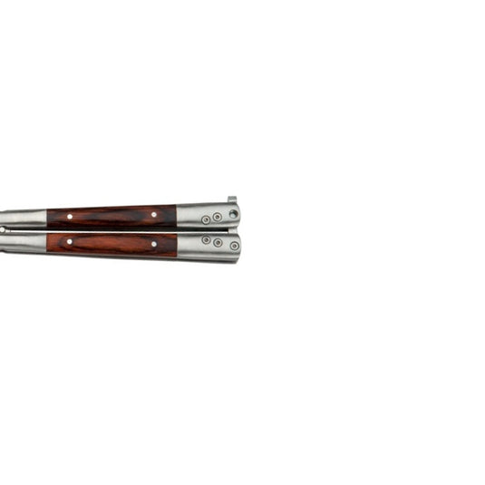 Briceag fluture Joker, maner otel inoxidabil si lemn, lama 10 cm, JKR0145