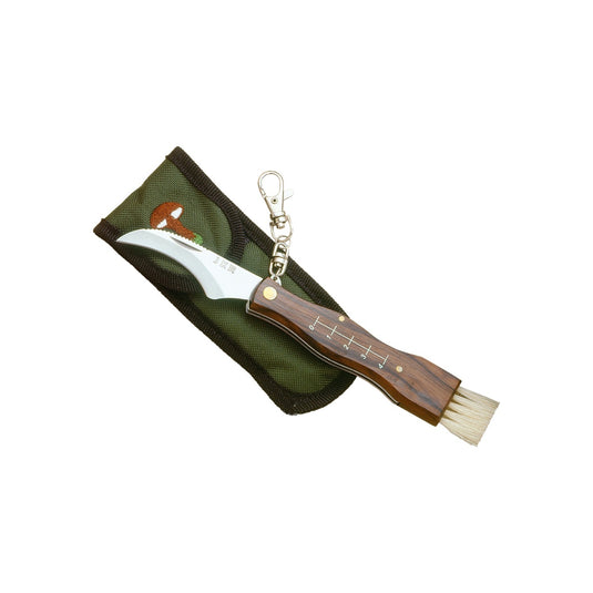 Briceag JOKER pentru ciuperci, maner lemn, lama 7cm, teaca cordura verde, JKR0032