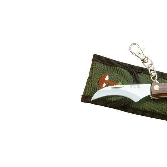 Briceag JOKER pentru ciuperci, maner lemn, lama 7cm, teaca cordura verde, JKR0032