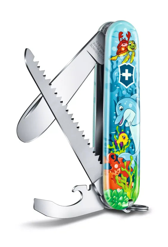 Încărcați imaginea în vizualizatorul Galerie, Cutit briceag pentru copii, 9 functii, VICTORINOX My First Victorinox Children Sets, Animal Edition 0.2373.E1
