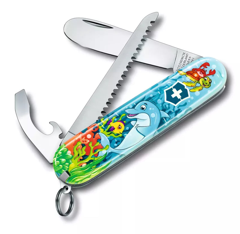 Încărcați imaginea în vizualizatorul Galerie, Cutit briceag pentru copii, 9 functii, VICTORINOX My First Victorinox Children Sets, Animal Edition 0.2373.E1
