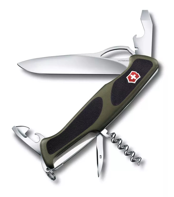 Briceag multifunctional, 11 functii, VICTORINOX RANGER 61 M GRIP VERDE 0.9553.MC4