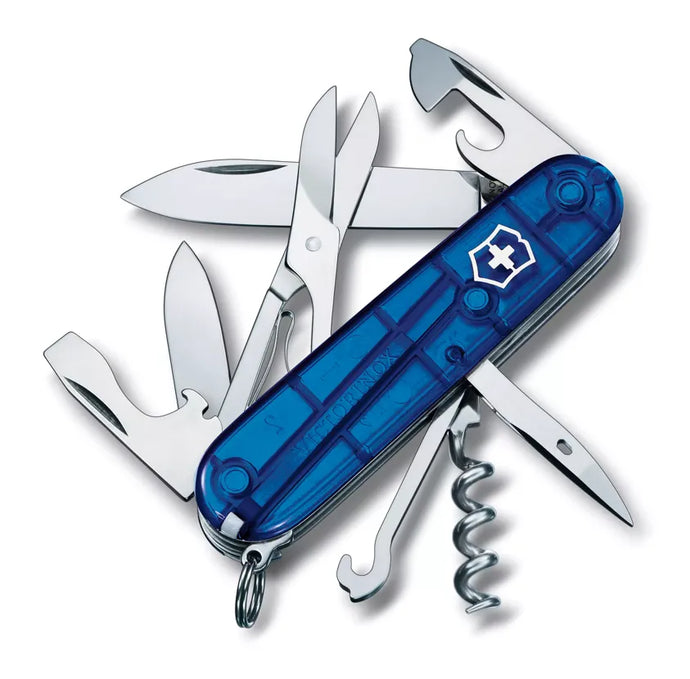 Cutit briceag, 14 functii, VICTORINOX CLIMBER TRANSPARENT BLUE 1.3703.T2