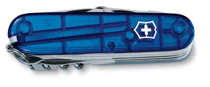 Încărcați imaginea în vizualizatorul Galerie, Cutit briceag, 33 functii, VICTORINOX SWISS CHAMP TRANSPARENT BLUE 1.6795.T2
