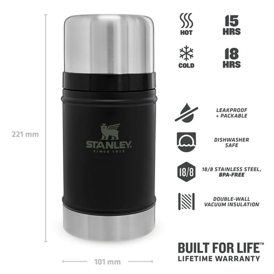 Termos de mancare STANLEY CLASSIC LEGENDARY FOOD JAR 0.7 L MATTE BLACK PEBBLE 10-07936-004