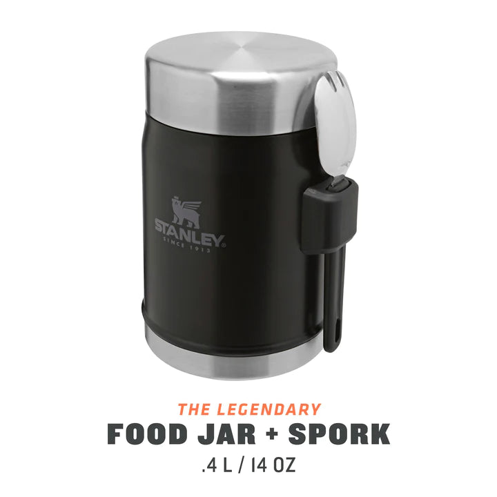 Load image into Gallery viewer, Termos de mancare STANLEY LEGENDARY FOOR JAR &amp; SPORK 0.4 L MATTE BLACK PEBBLE 10-09382-005
