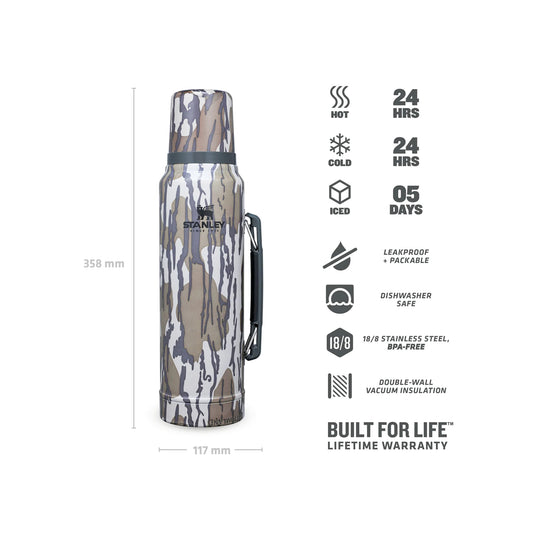 Termos Stanley Legendary Classic Bottle, 1 Litru - BOTTOMLAND MOSSY OAK